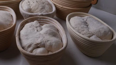 Raw Fresh Sourdough bread dough ready to bake. Stock Footage 306076378