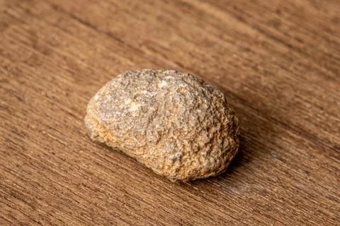 Raw Geode before cutting open to show its precious inside on wooden undergrou Stock Photos