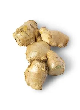 Raw Ginger isolated on white background. Clipping path. Close up. Stock Photos