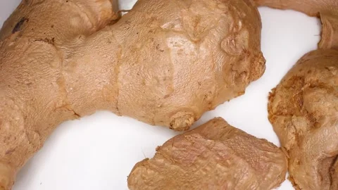 Raw Ginger Root Texture Closeup Video Seamless Looping Stock Footage 140134481