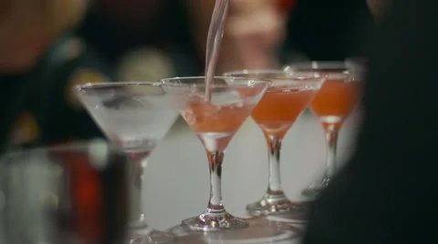 Raw of Glasses with Alcohol Stock Footage 68762958