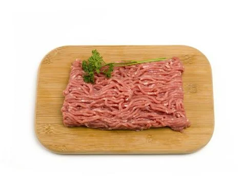 Raw Ground Beef on Cutting Board Stock Photos