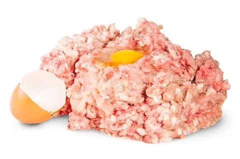 Raw ground beef with egg Stock Photos