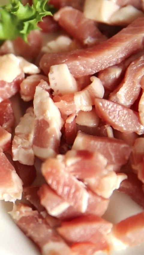 Raw ground meat beef or pork farm product healthy eating, nutritious dish Stock Footage 347315677