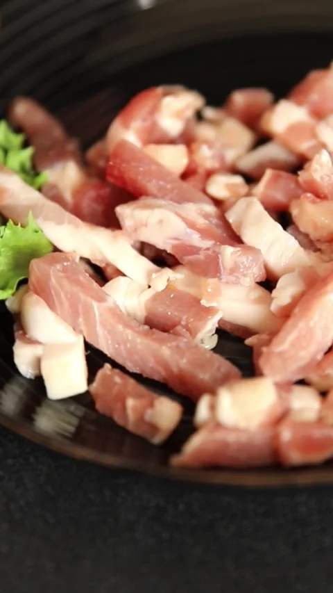 Raw ground meat beef or pork farm product healthy eating, nutritious dish Stock Footage 347315702