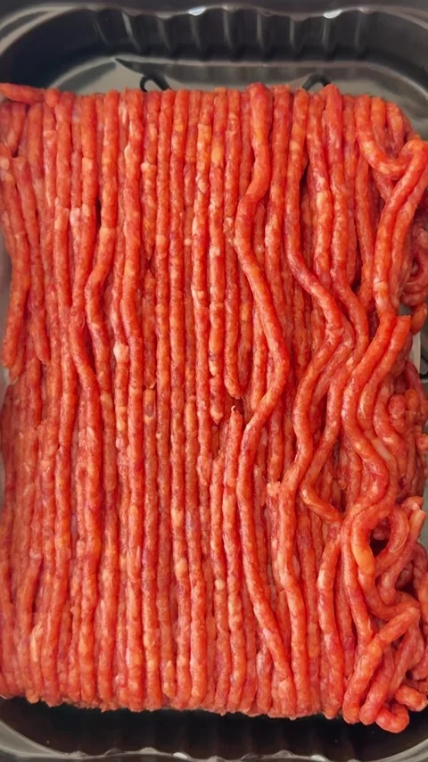 Raw ground meat beef or pork farm product healthy eating, nutritious dish Stock Footage 347317568