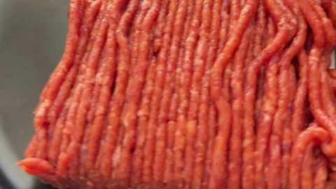 Raw ground meat beef or pork farm product healthy eating, nutritious dish Stock Footage 347317572