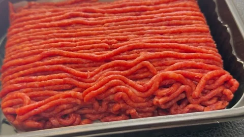 Raw ground meat beef or pork farm product healthy eating, nutritious dish Stock Footage 347317593
