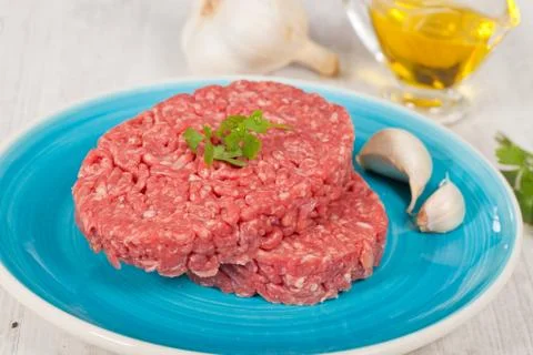 Raw hamburger Foto stock
