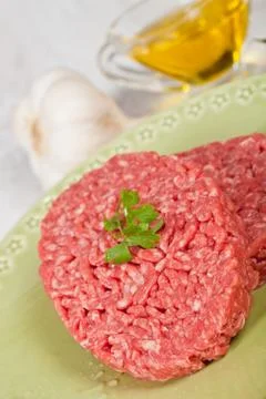 Raw hamburger Stock Photos