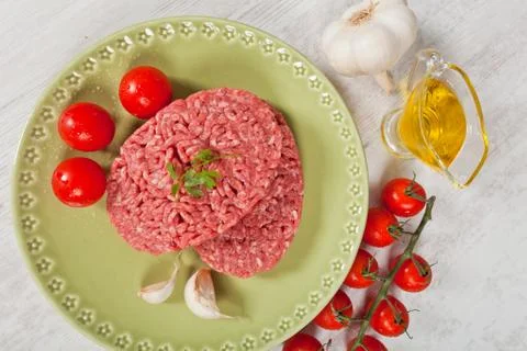Raw hamburger Stock Photos