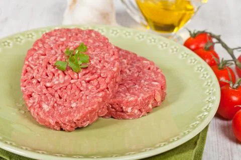 Raw hamburger Foto stock
