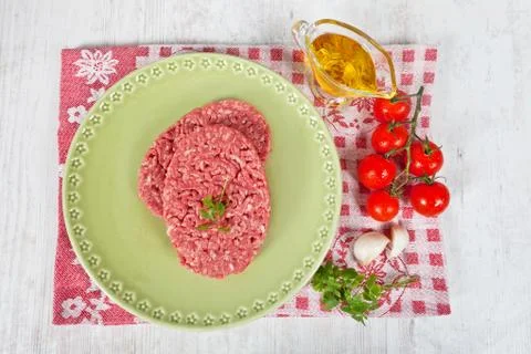 Raw hamburger Stock Photos