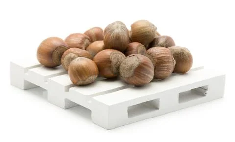 Raw hazelnut isolated on white Foto stock
