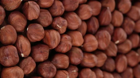 Raw hazelnuts close up, rotation. Healthy food concept. Vertical video Stock Footage 154291785