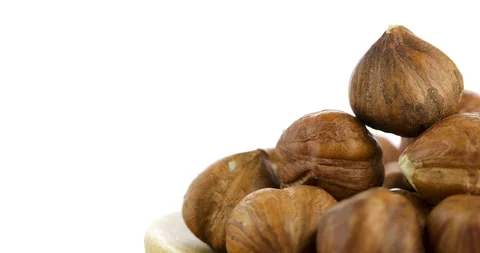 Raw hazelnuts isolated on white background Stock Footage 102812197