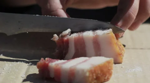 Raw homemade bacon Stock Footage 54356958