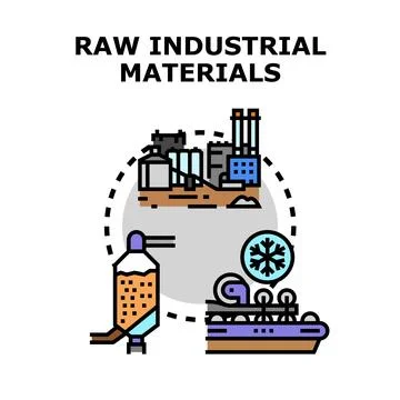Raw industrial materials processing production development concept Stock Illustration