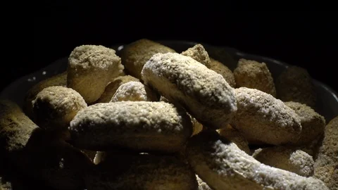 Raw Inshell Peanuts fried with salt.  Rotation. peanuts in shell. Stock Footage 102130000