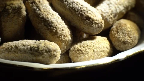 Raw Inshell Peanuts fried with salt.  Rotation. peanuts in shell. Stock Footage 102130450