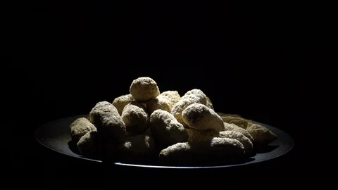 Raw Inshell Peanuts fried with salt.  Rotation. peanuts in shell. Stock Footage 102134670