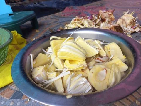 Raw jackfruit vegetable in the hand, Stock Photos