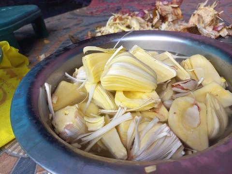 Raw jackfruit vegetable in the hand, Stock Photos
