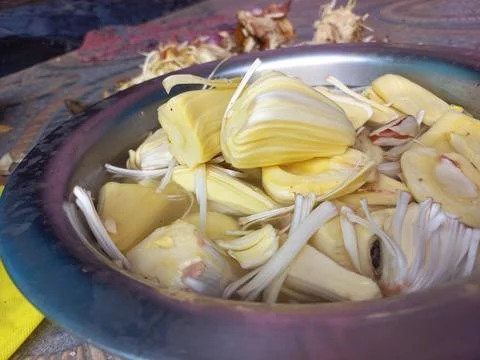 Raw jackfruit vegetable in the hand, Stock Photos