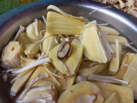 Raw jackfruit vegetable in the hand, Stock Photos
