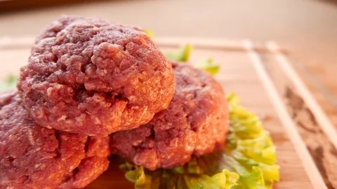 Raw Juicy Burger Meat Stock Footage 74168543