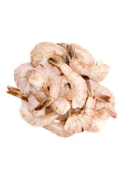 Raw Jumbo Shrimp on a White Background Stock Photos