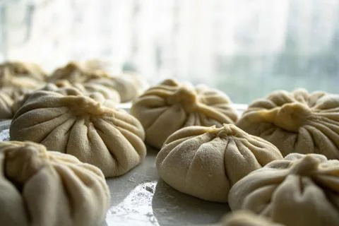Raw Khinkali Stock Photos