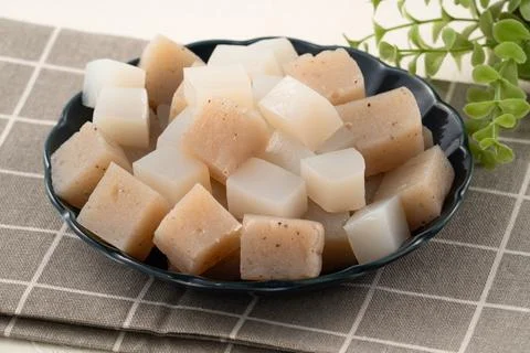 Raw konjac in square shape, also named konnyaku in Japan. Foto stock