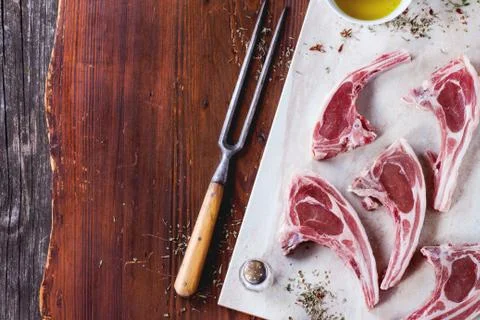 Raw lamb chops Foto stock