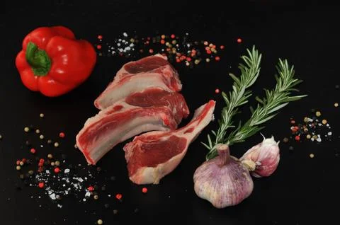 Raw lamb chops Stock Photos