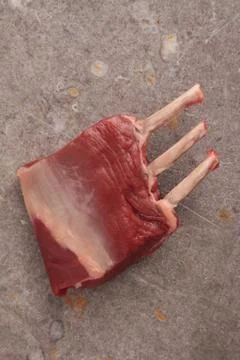 Raw lamb rib rack Stock Photos
