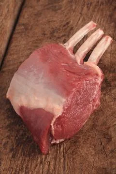 Raw lamb rib rack Stock Photos