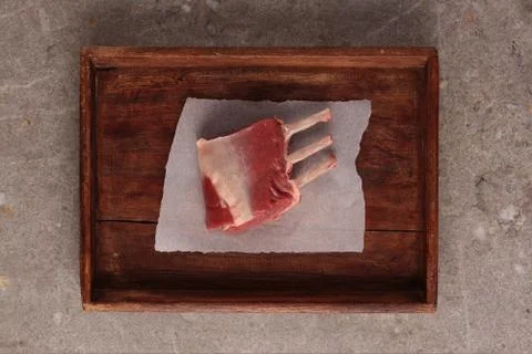 Raw lamb rib rack Stock Photos
