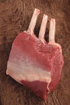 Raw lamb rib rack Stock Photos