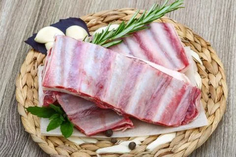Raw lamb ribs Stock Photos
