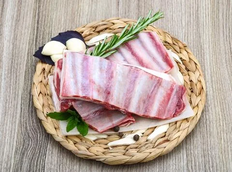 Raw lamb ribs Stock Photos