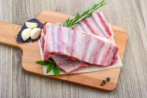 Raw lamb ribs Stock Photos
