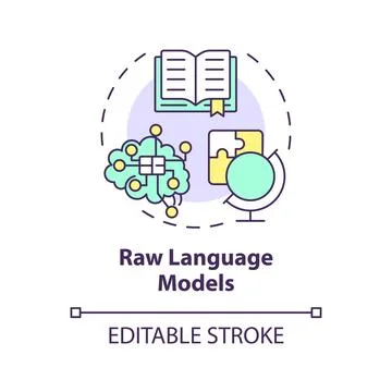 Raw language models multi color concept icon Stock Illustration