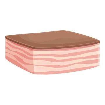 Raw lard icon cartoon vector. Pork meat Stock Illustration