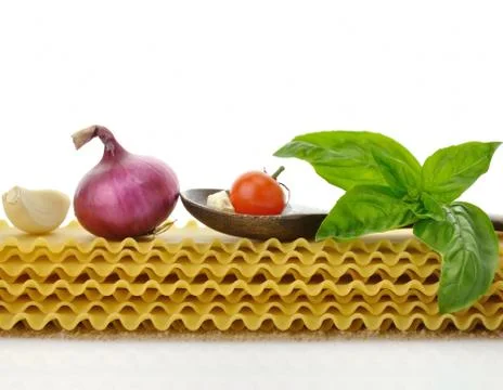 Raw lasagna sheets Stock Photos