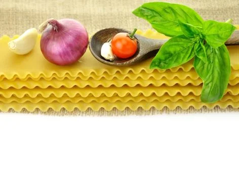Raw lasagna sheets Stock Photos