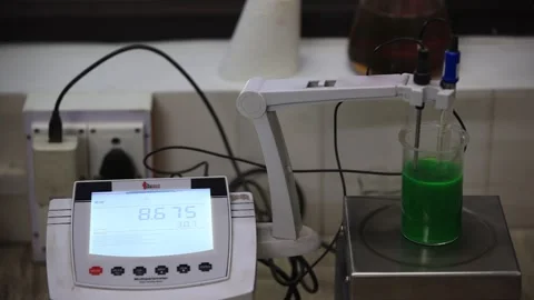 Raw lubricant oil purity testing equipment at the lab, petroleum analysis. Stock Footage 301754942