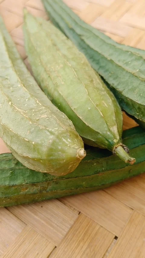 Raw Luffa Gourds on Mat Video stock 341836476