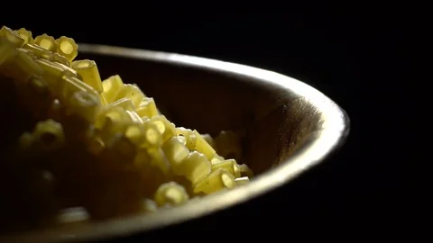 Raw macaroni in rotation. Ditalini lisci. Close up. Raw pasta. Video stock 101640087