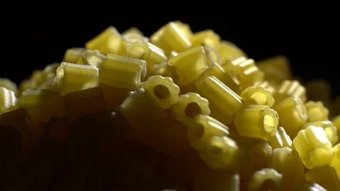 Raw macaroni in rotation. Ditalini lisci. Close up. Raw pasta. Video stock 101652390